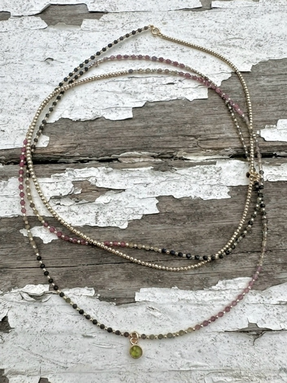 Gold Filled & Ombré Semi Precious Tourmaline Wrap Bracelet / Necklace - Picture 3 of 4